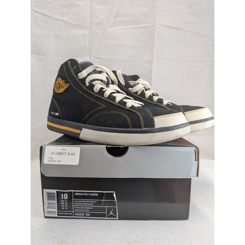 Retro Streetwear Y2K Size 10 Jordan PHLY Legend 342222-051 Black Purple Orange